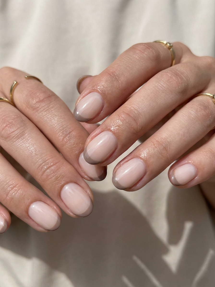 Reverse French Oval Nails